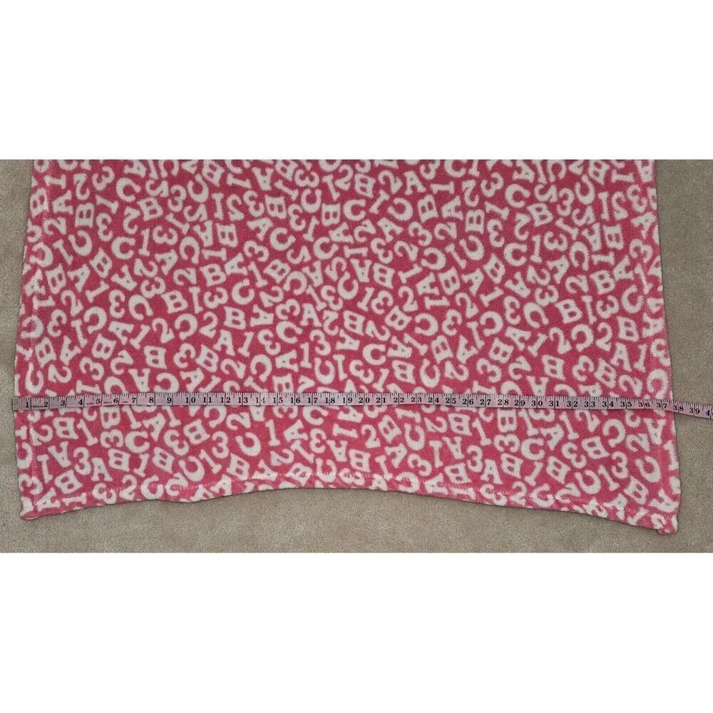 Pink White Letters Alphabet Numbers Fleece Baby Blanket 30x38 Berkshire